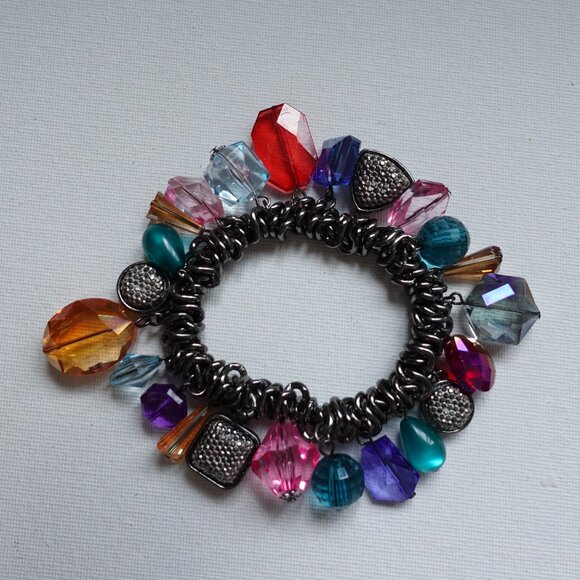 Vibrant Multi-Color Beaded Charm Bracelet - Picture 2 of 10